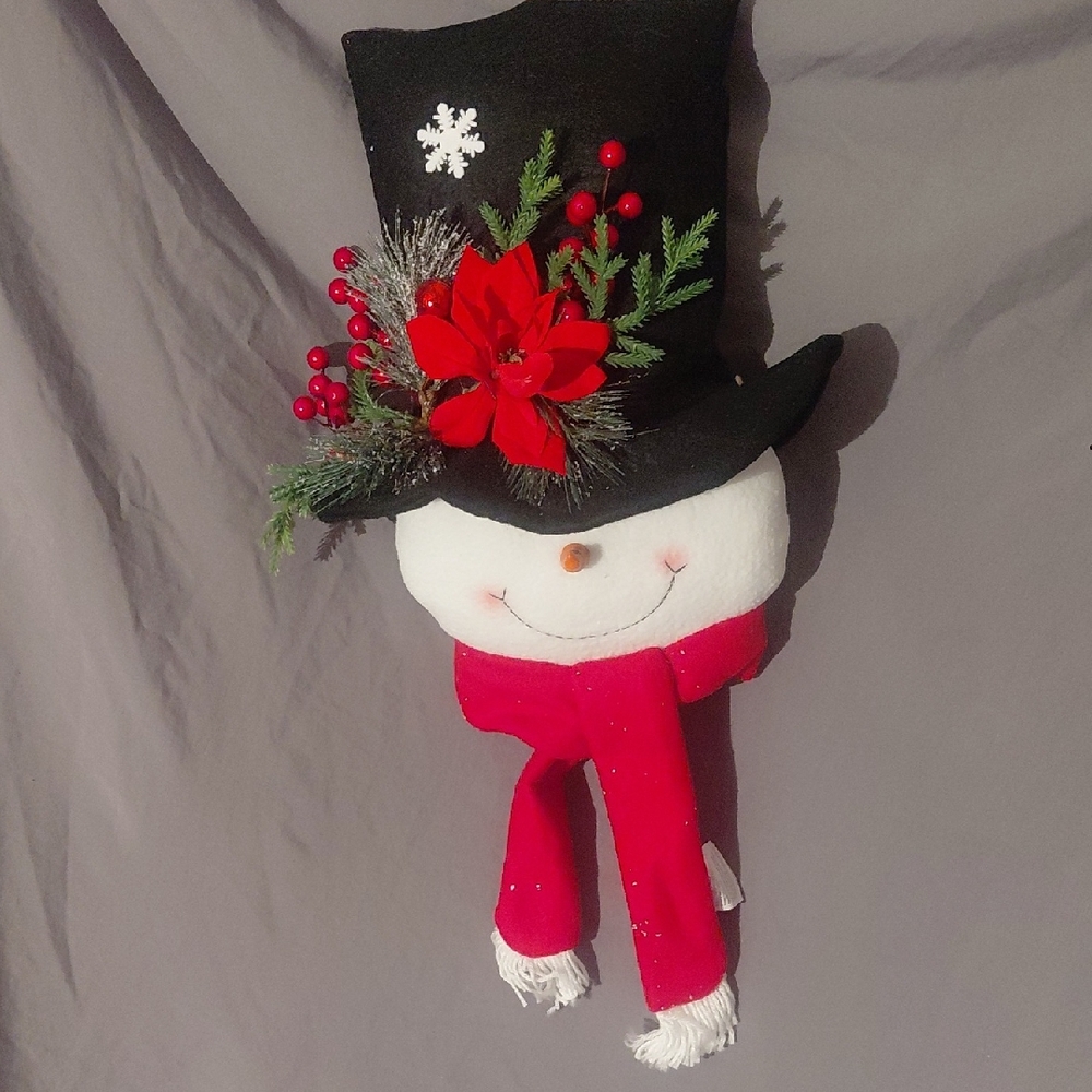 Festive Snowman Wall Decor with Red Scarf
